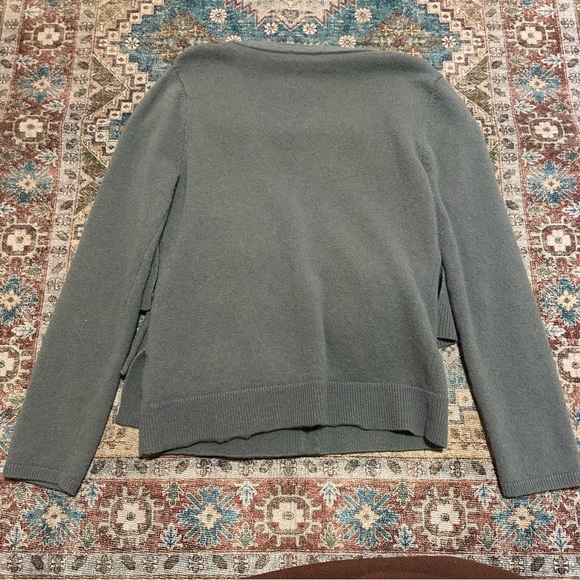 Garnet Hill Ruffle Cardigan Wool Sweater Gray Long Sleeve Women's Size Small - Picture 6 of 8